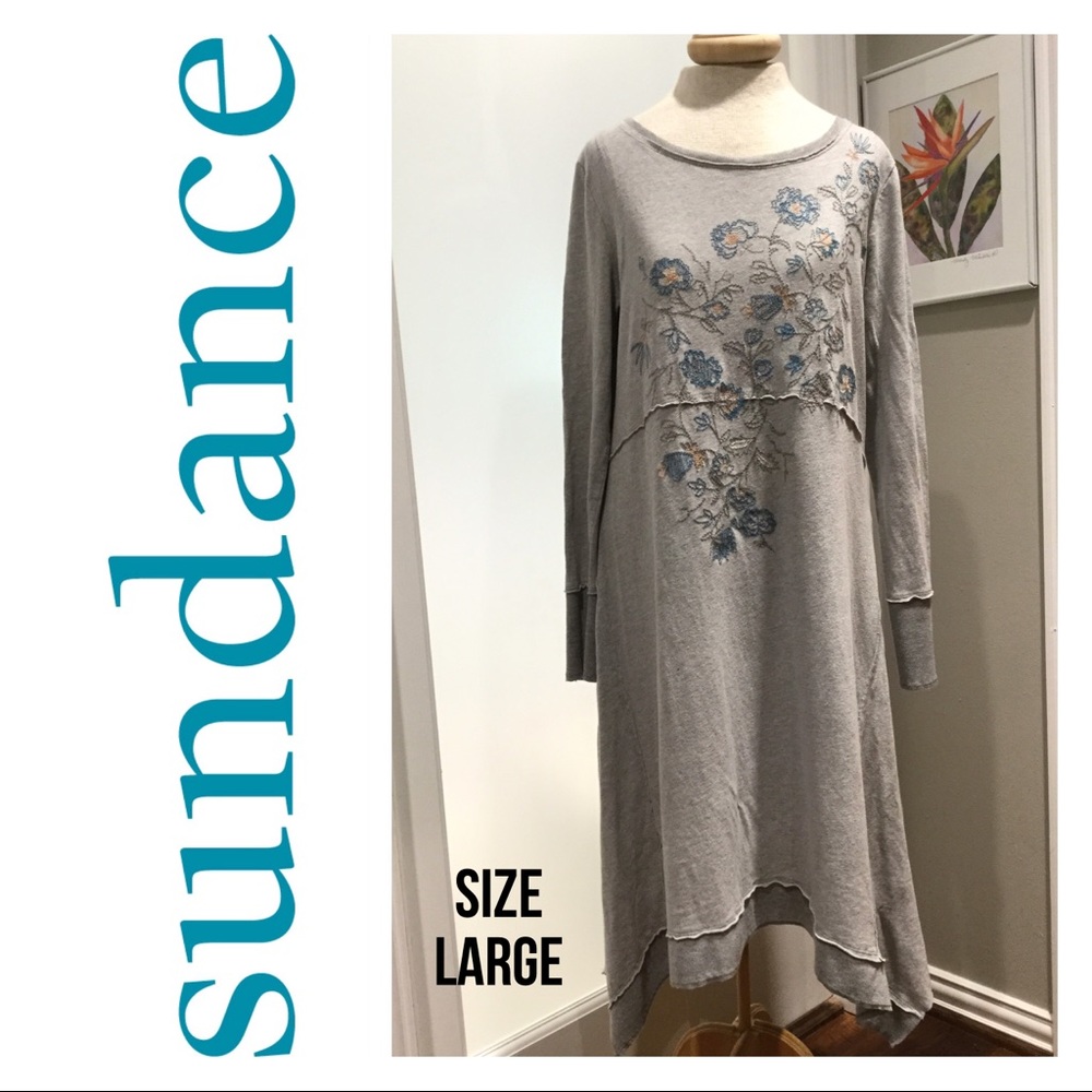 SUNDANCE Long Sleeve Midi Jersey Dress Size Large